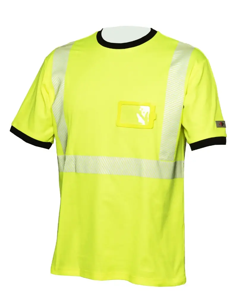 Hi-Vis keltainen puuvillainen katkoprintti huomiopaita - 4360
