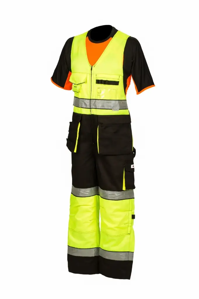 Huomiovärinen riipputasku avohaalari kelta/musta - 4131