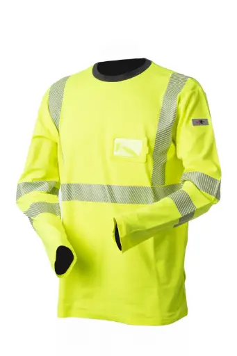 T-paita Hi-Vis keltainen pitkä hiha EN20471 LK.2, CO/PES Priha M