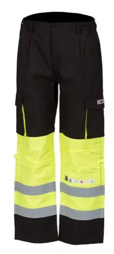 Multinormi kelta/musta housut EN 20471, EN 1149-5, EN 11612, EN 11611, IEC 61482, EN 13034 Priha 50