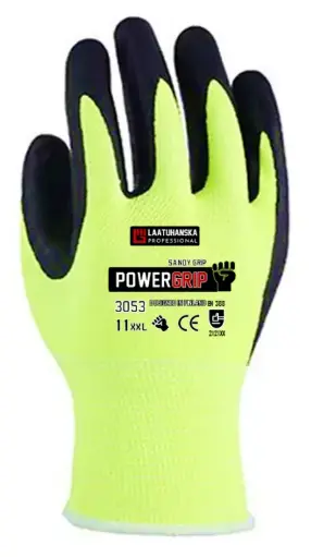 Power GRIP Ultra soft Power Grip Hi-Vis--käsineen valmistuksessa on käytetty uusinta microfoamsandy teknologiaa ja samalla niiden käyttäjä on helposti näkyvissä. Power grip käsine tarjoaa korkeimman tason mukavuuden ja erinomaisen pidon märissä ja kuivissa ympäristöissä. Ominaisuudet • Microfoamsandy pinnoitettu kammen on vedenpitava • HiVis keltainen väri • 13 gg polyesteri • Erittain pehmeä, Joustava että hengittävä 12pr/nippu 10
